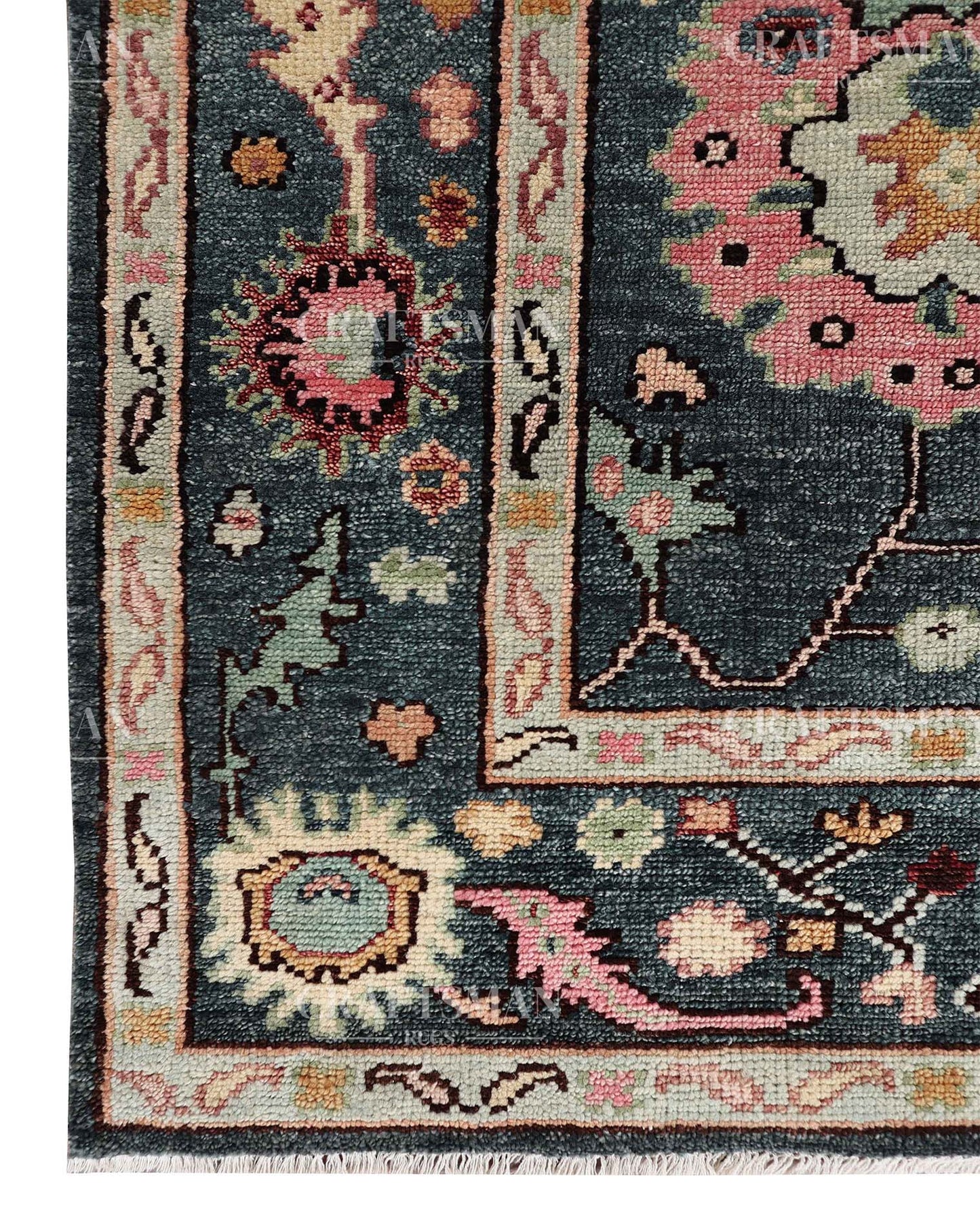 Travin Wool Hand-Knotted Oushak-Inspired Rug