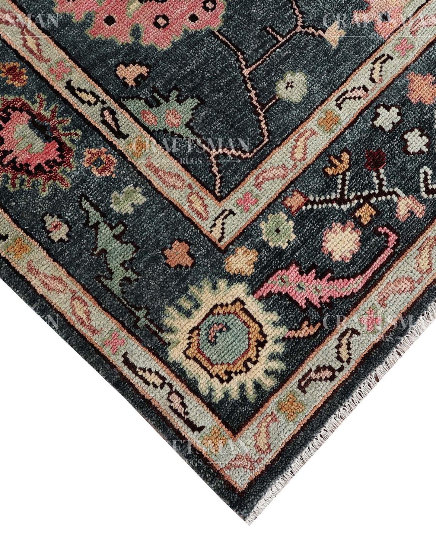 Travin Wool Hand-Knotted Oushak-Inspired Rug