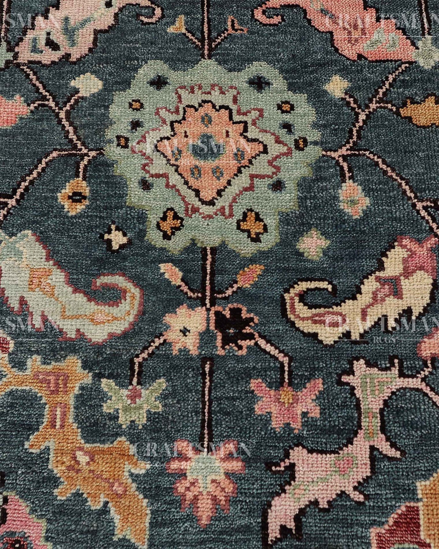 Travin Wool Hand-Knotted Oushak-Inspired Rug