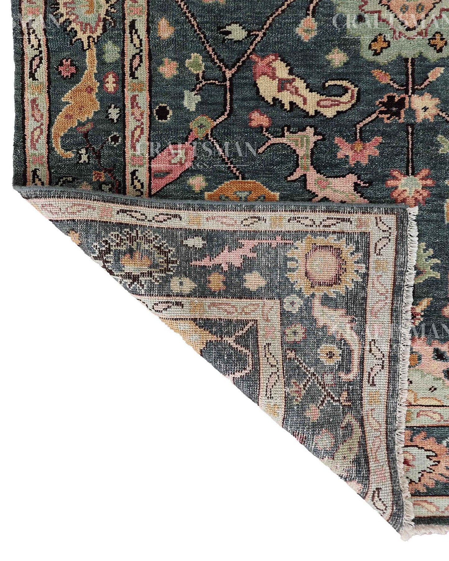 Travin Wool Hand-Knotted Oushak-Inspired Rug