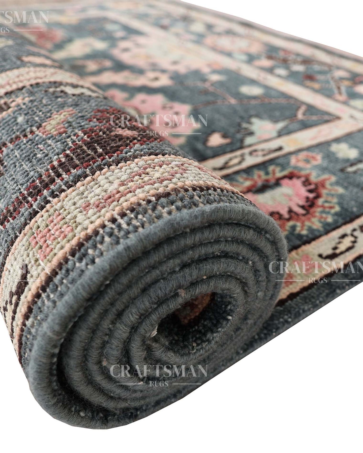 Travin Wool Hand-Knotted Oushak-Inspired Rug