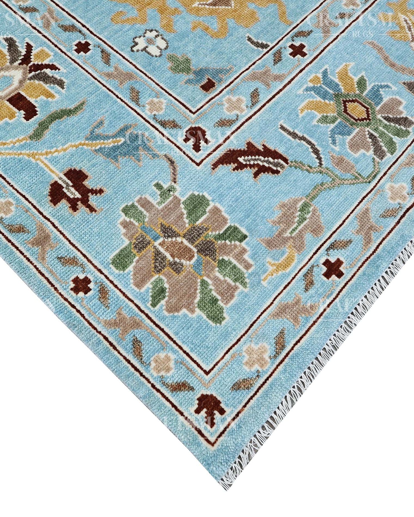 Calven Wool Hand-Knotted Oushak-Inspired Rug