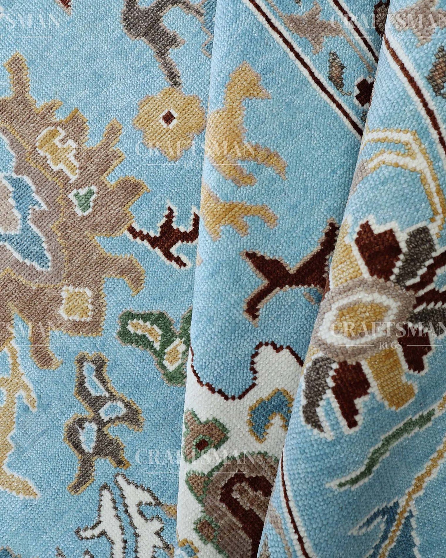 Calven Wool Hand-Knotted Oushak-Inspired Rug