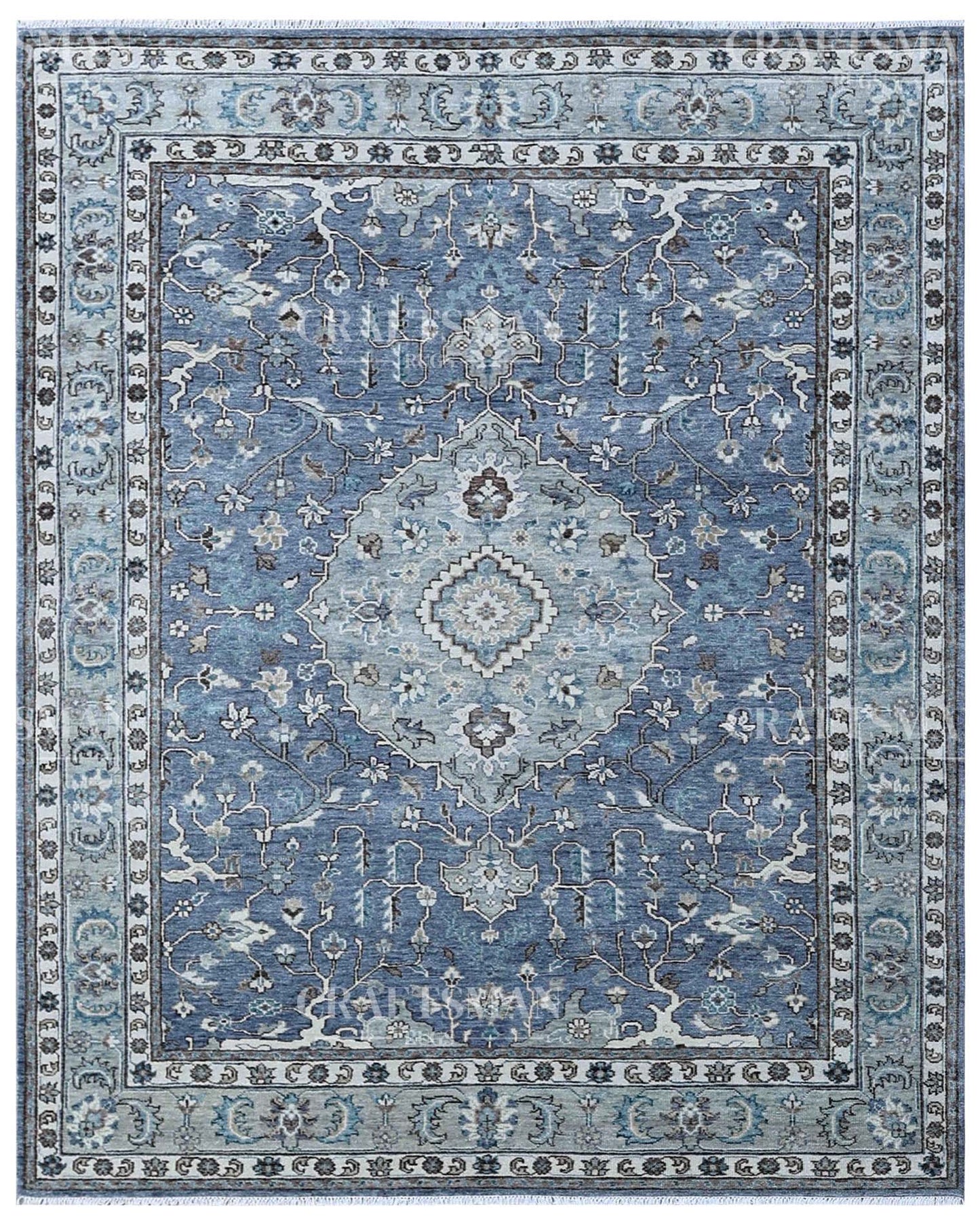 Irvon Wool Hand-Knotted Oushak-Inspired Rug