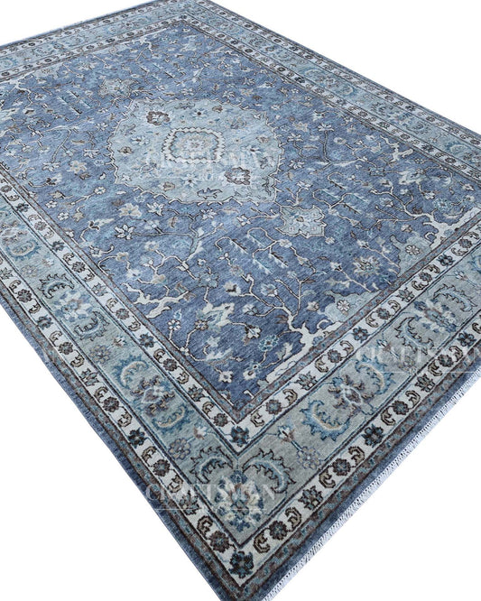 Irvon Wool Hand-Knotted Oushak-Inspired Rug