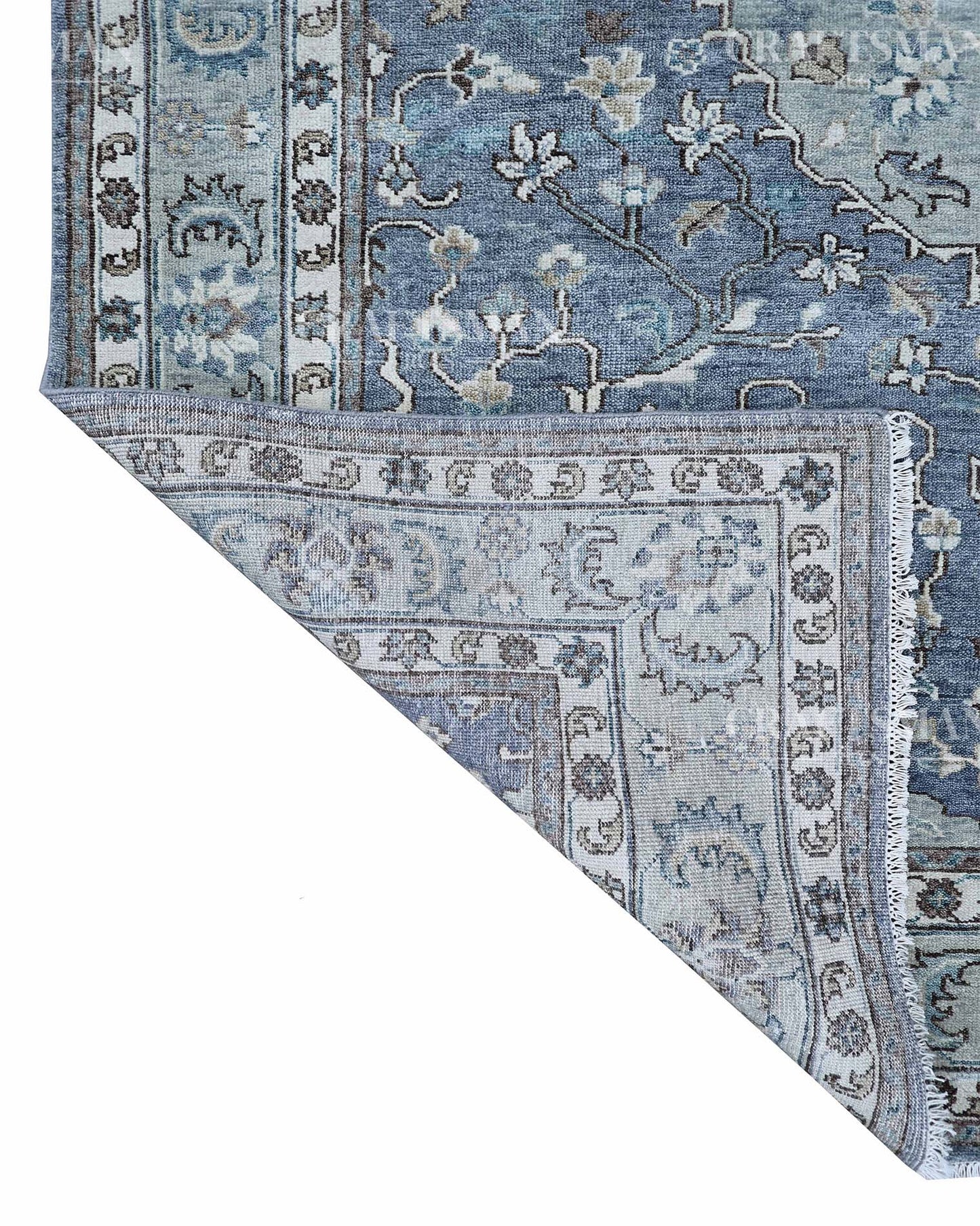 Irvon Wool Hand-Knotted Oushak-Inspired Rug