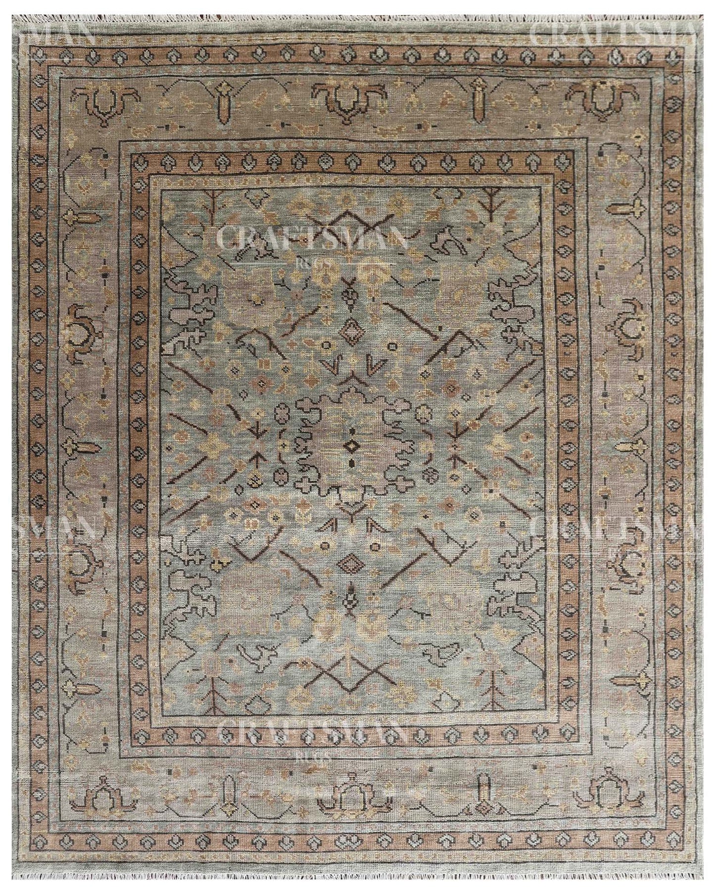 Arnos Wool Hand-Knotted Oushak-Inspired Rug