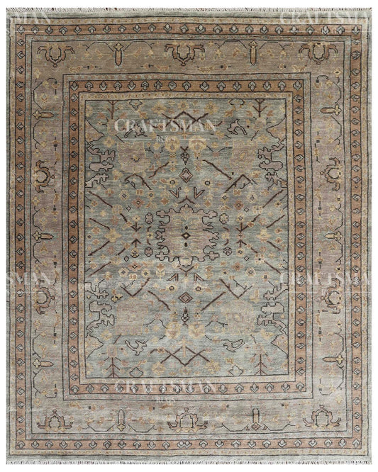 Arnos Wool Hand-Knotted Oushak-Inspired Rug