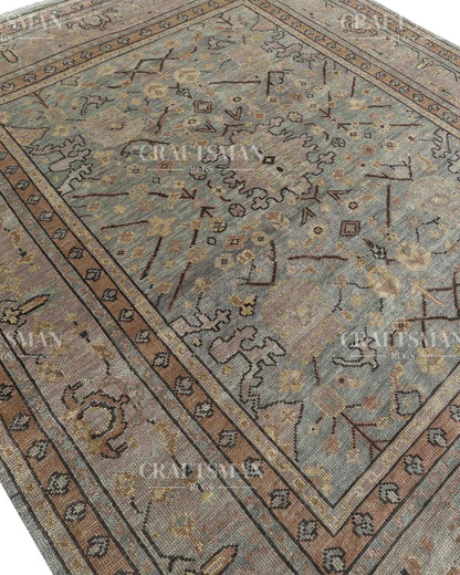 Arnos Wool Hand-Knotted Oushak-Inspired Rug