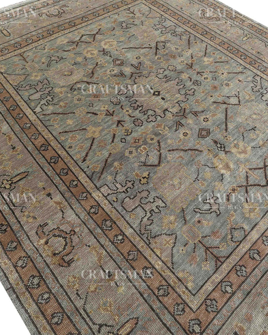 Arnos Wool Hand-Knotted Oushak-Inspired Rug