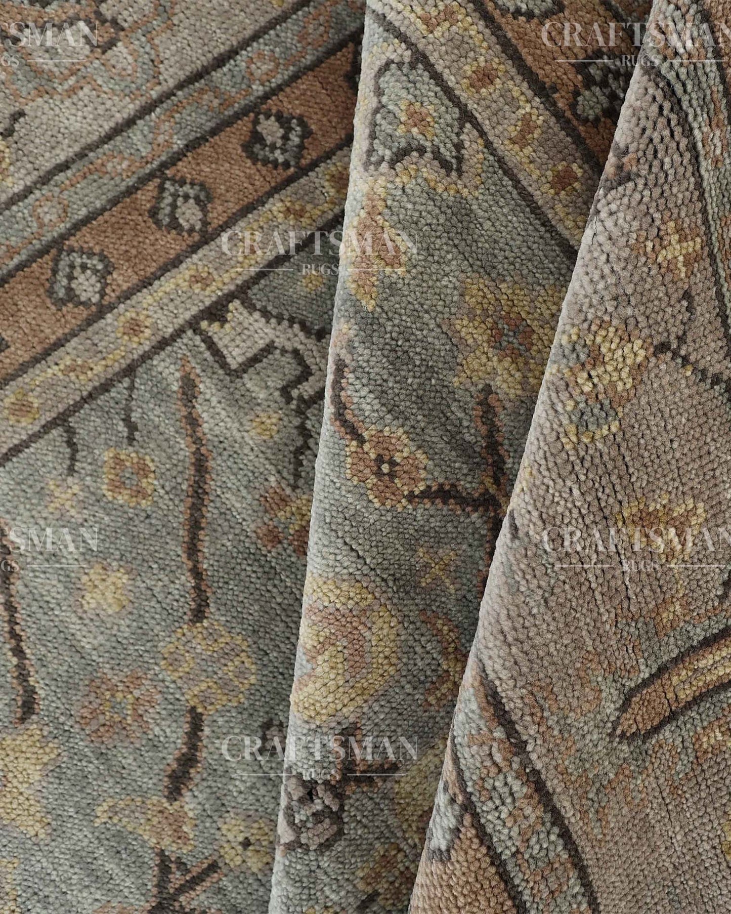 Arnos Wool Hand-Knotted Oushak-Inspired Rug