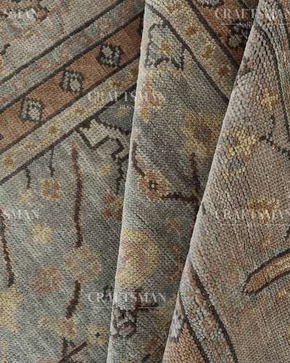 Arnos Wool Hand-Knotted Oushak-Inspired Rug