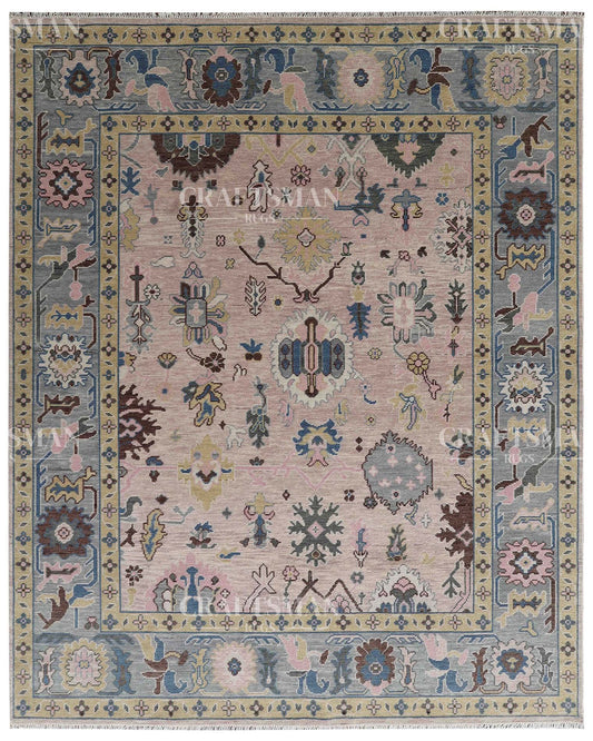 Movric Wool Hand-Knotted Oushak-Inspired Rug