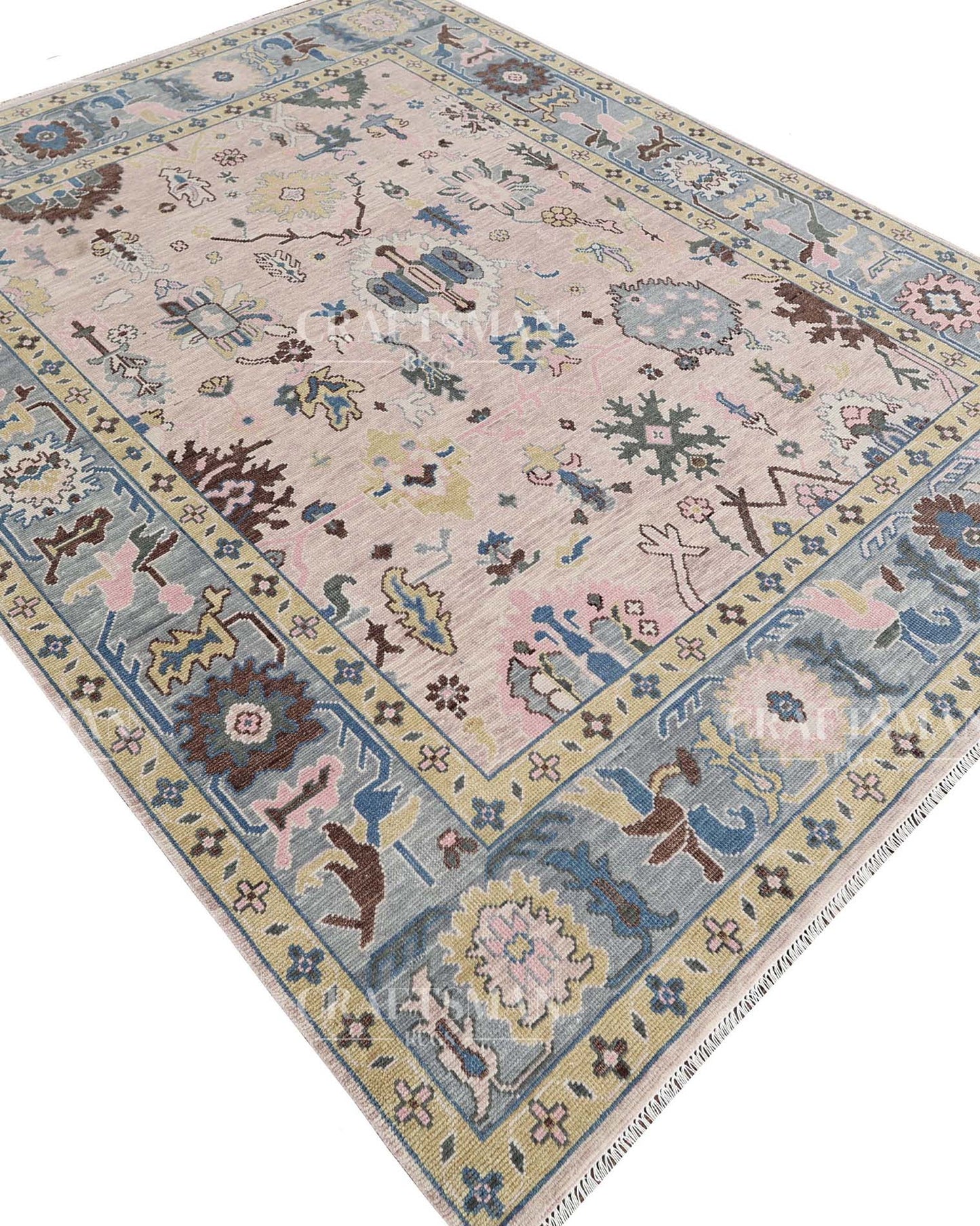 Movric Wool Hand-Knotted Oushak-Inspired Rug