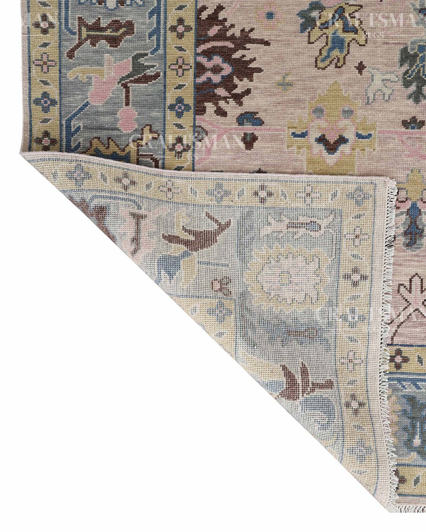 Movric Wool Hand-Knotted Oushak-Inspired Rug