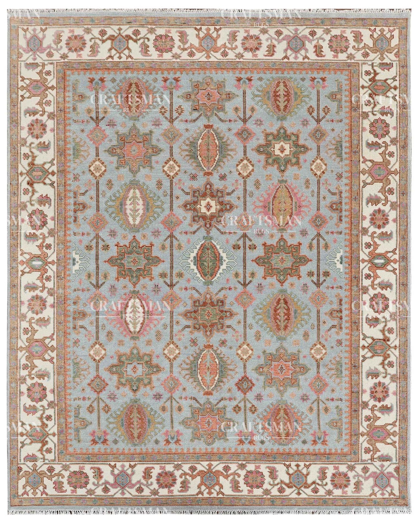 8x10 feet Wool Hand-Knotted Oushak-Inspired Rug | Craftsman Rugs Exclusive