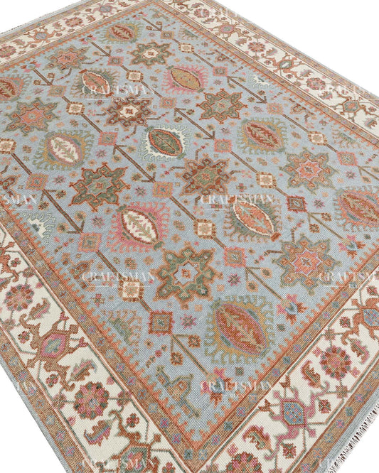 8x10 feet Wool Hand-Knotted Oushak-Inspired Rug | Craftsman Rugs Exclusive