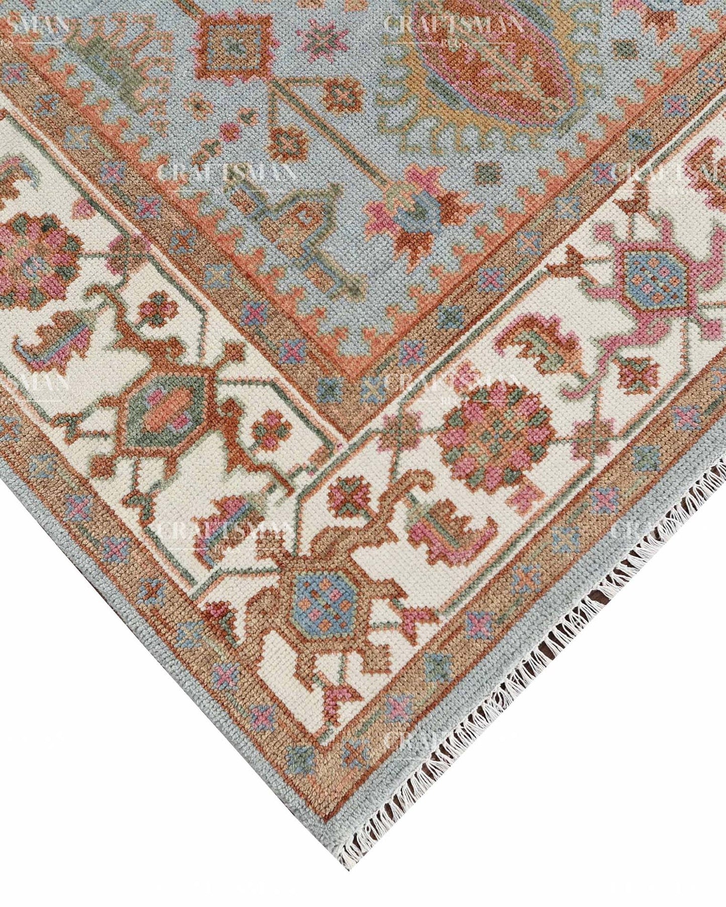 8x10 feet Wool Hand-Knotted Oushak-Inspired Rug | Craftsman Rugs Exclusive