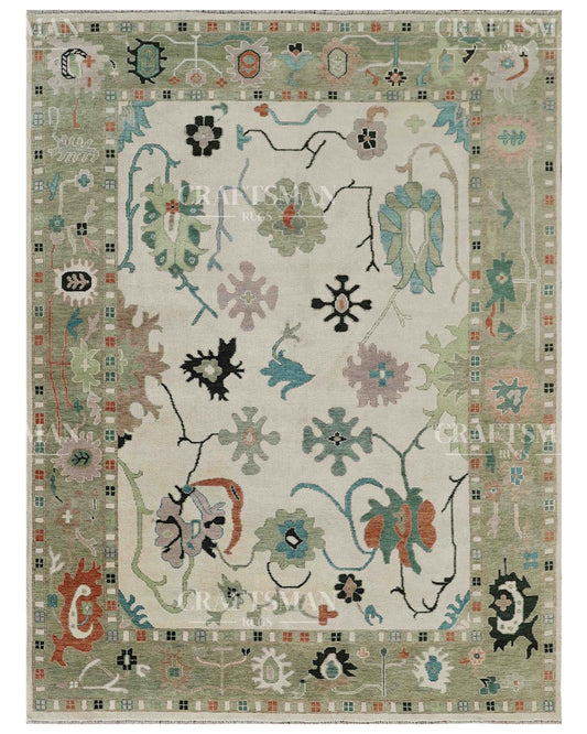 Tenra Wool Hand-Knotted Oushak-Inspired Rug