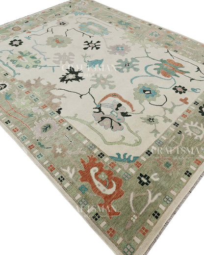 Tenra Wool Hand-Knotted Oushak-Inspired Rug