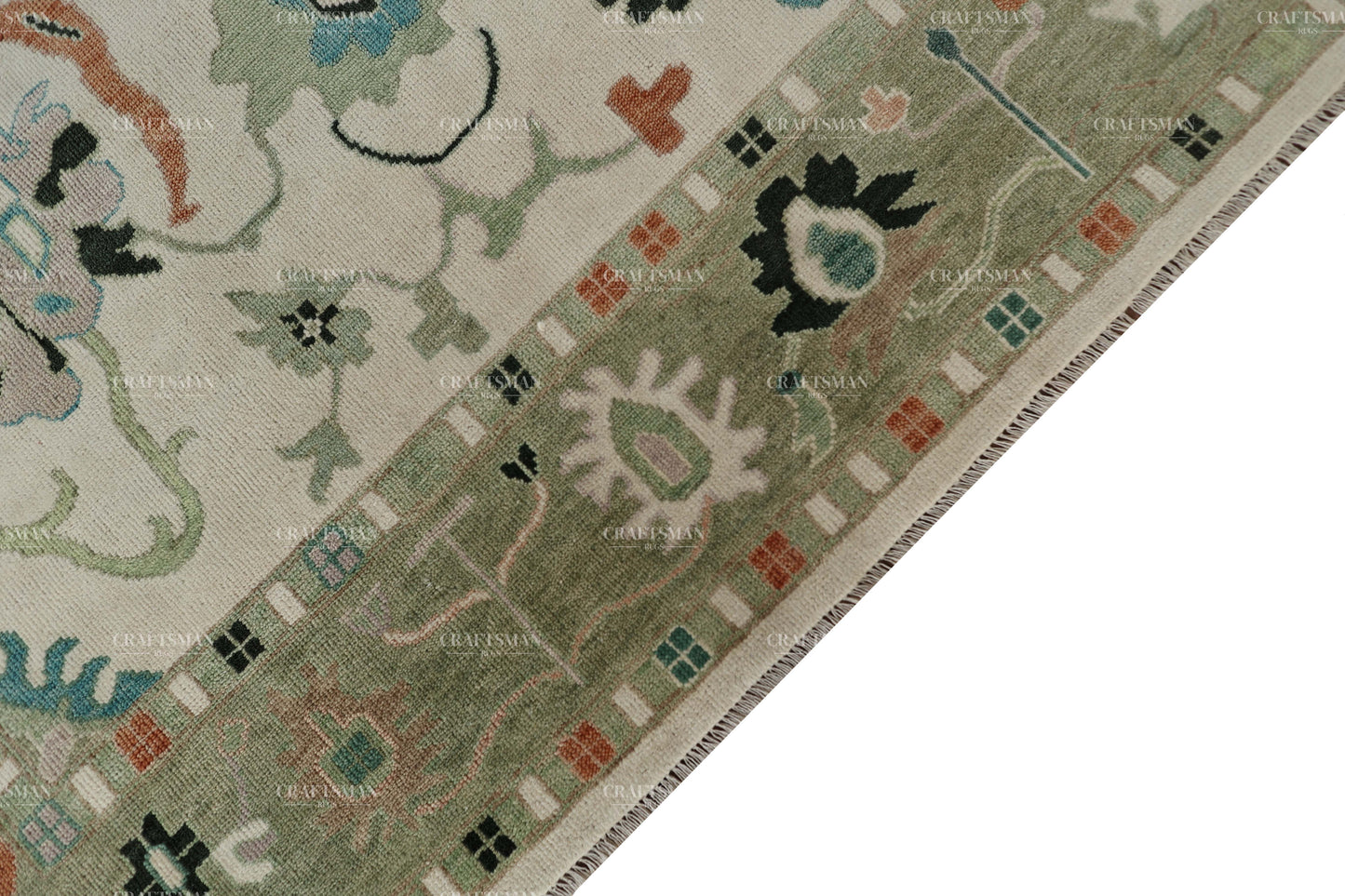 Tenra Wool Hand-Knotted Oushak-Inspired Rug