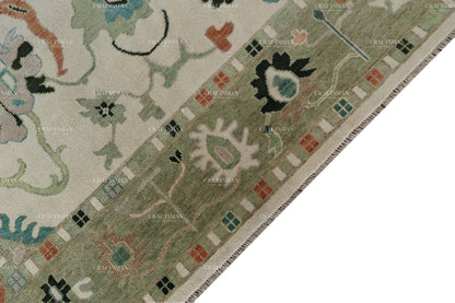 Tenra Wool Hand-Knotted Oushak-Inspired Rug
