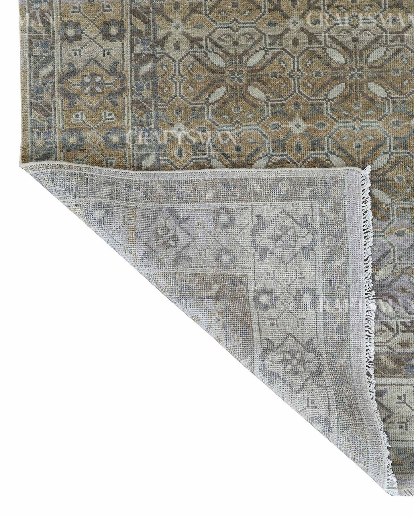 Yavros Wool Hand-Knotted Oushak-Inspired Rug