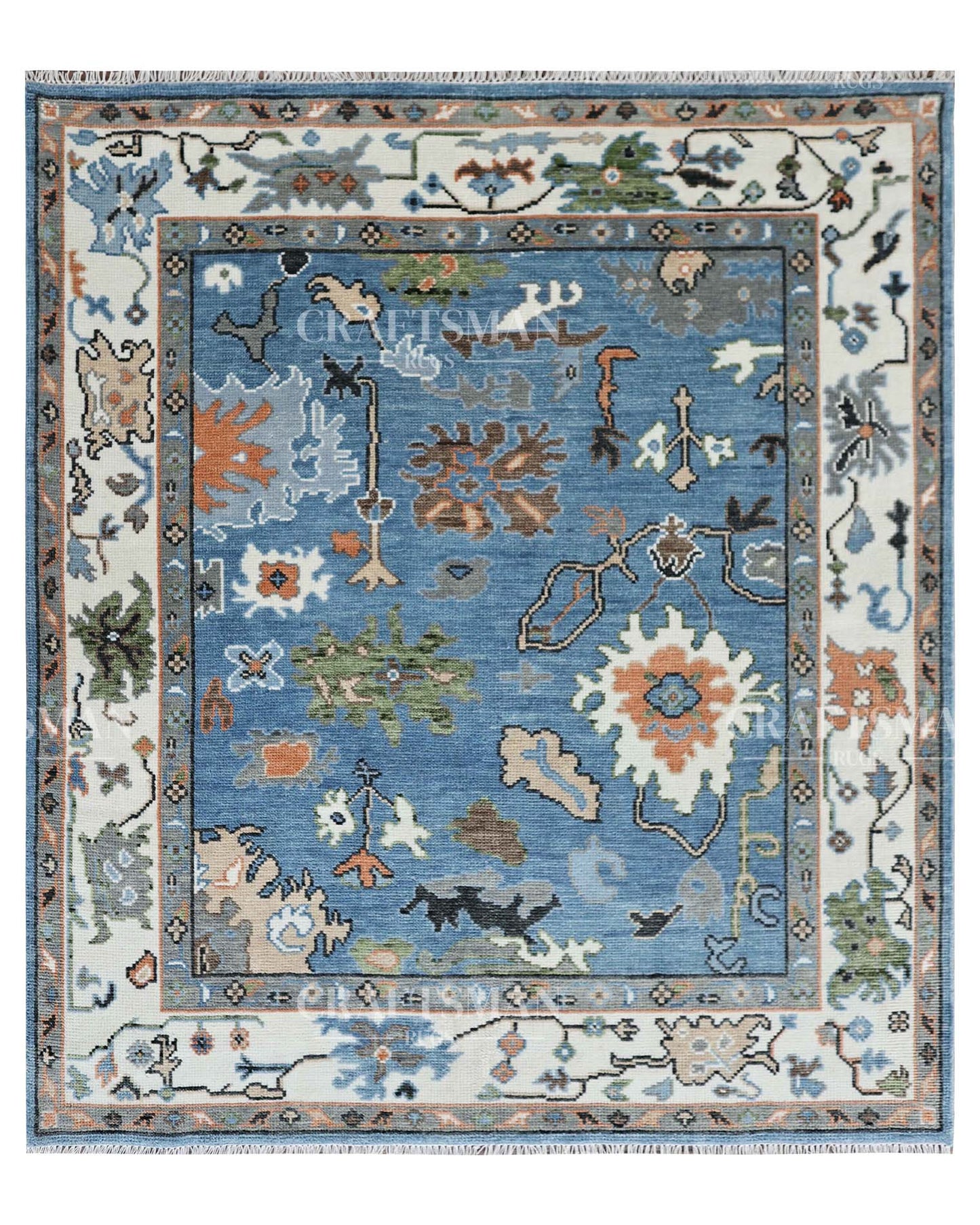 Ormal Wool Hand-Knotted Oushak-Inspired Rug