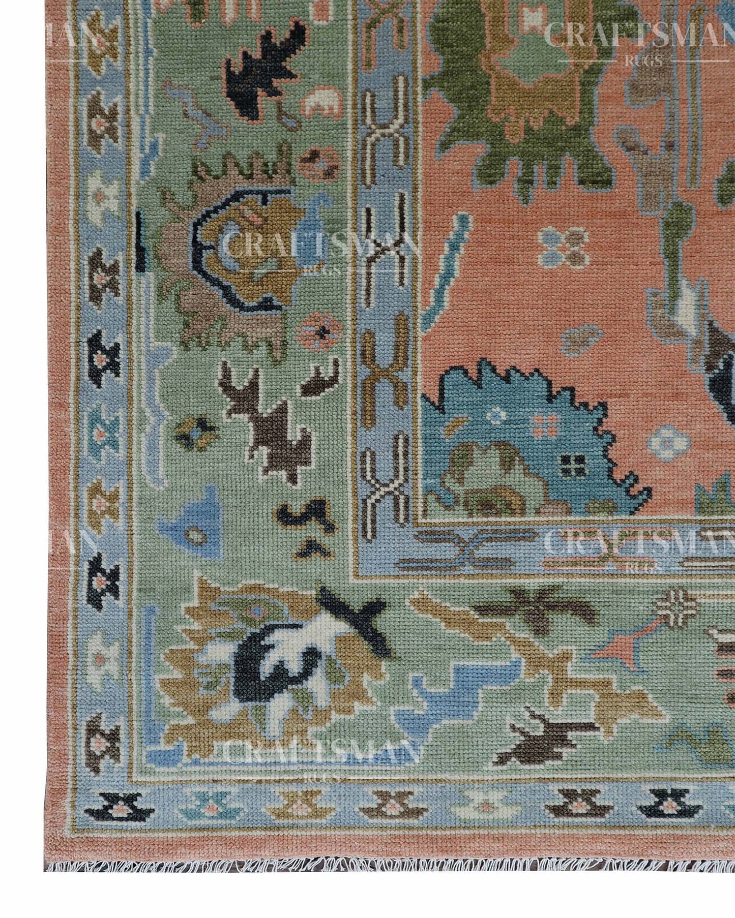 Velric Wool Hand-Knotted Oushak-Inspired Rug