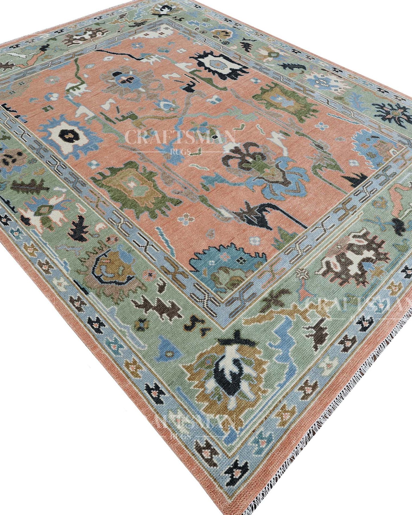 Velric Wool Hand-Knotted Oushak-Inspired Rug