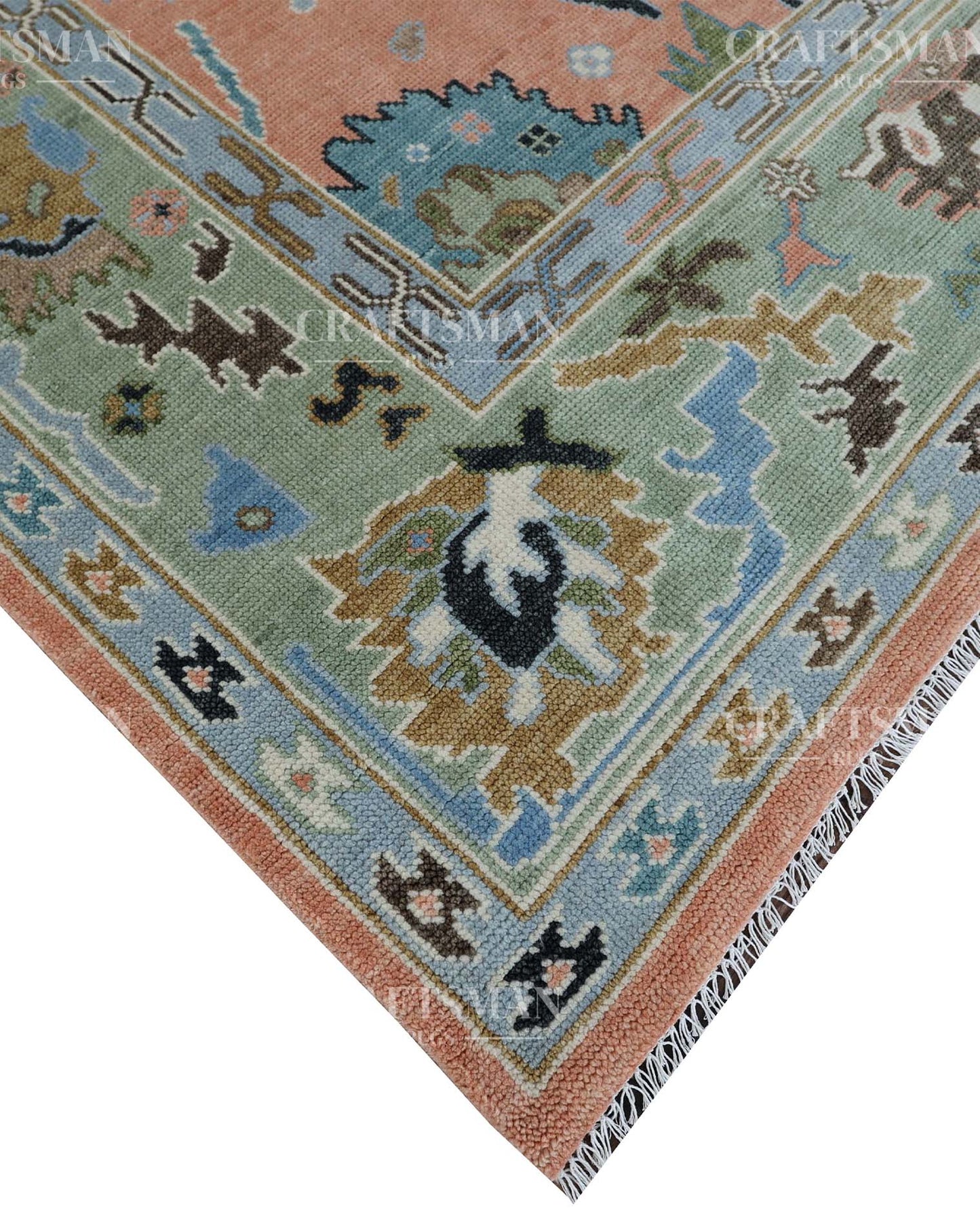 Velric Wool Hand-Knotted Oushak-Inspired Rug