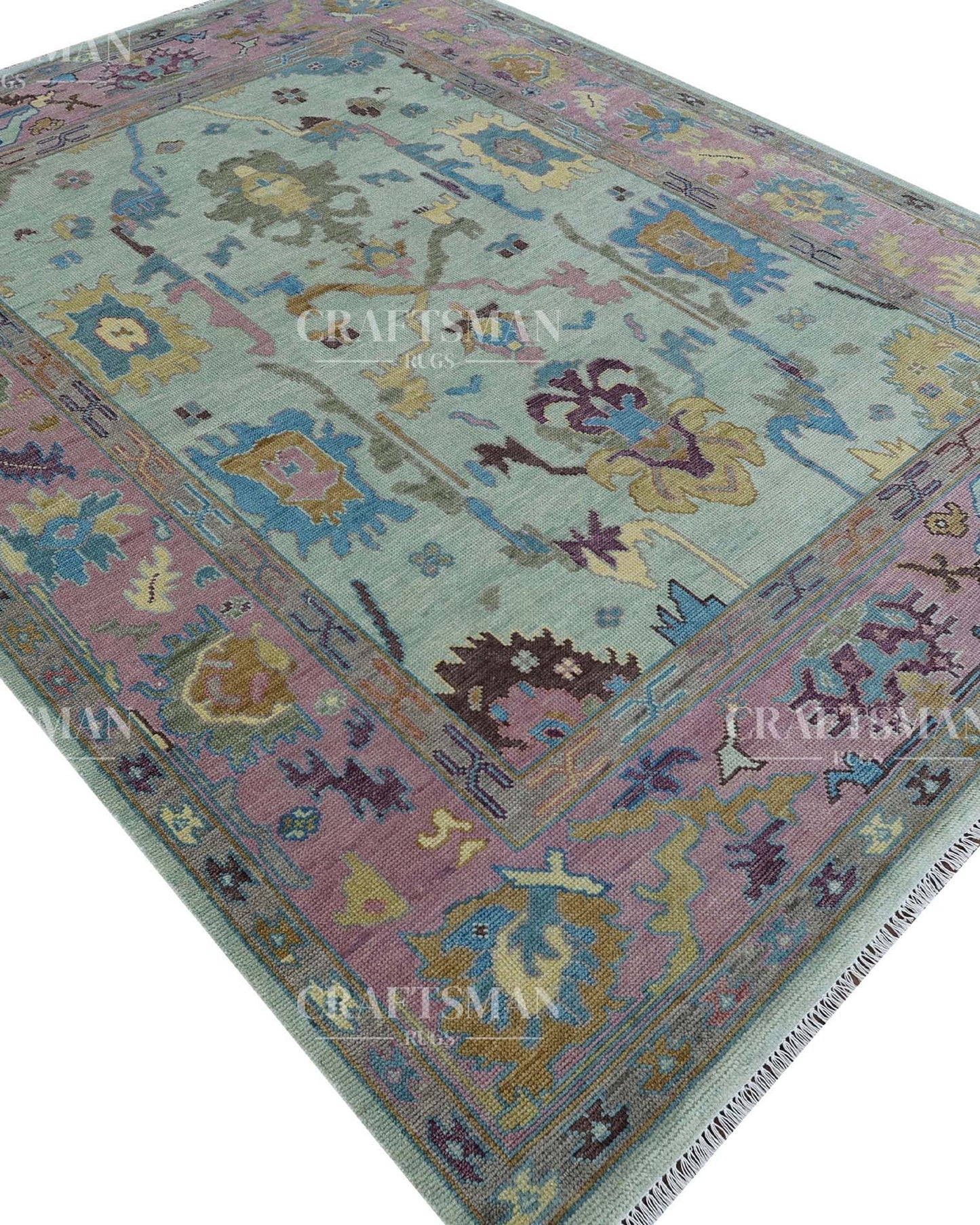 Auron Wool Hand-Knotted Oushak-Inspired Rug