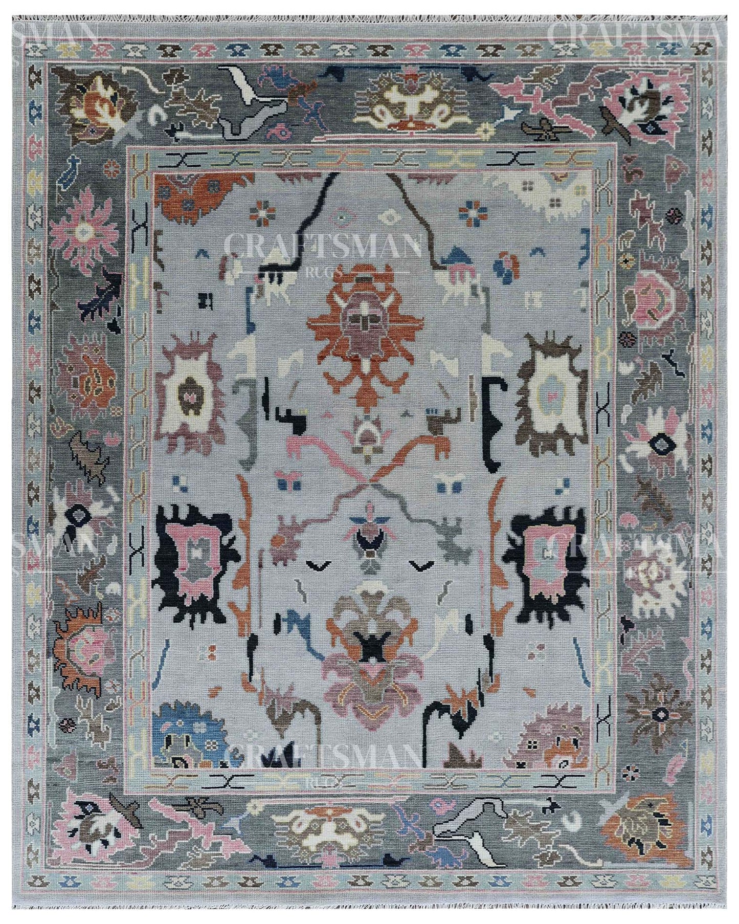 Corven Wool Hand-Knotted Oushak-Inspired Rug