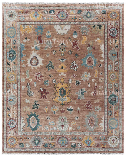 Dervan Wool Hand-Knotted Oushak-Inspired Rug