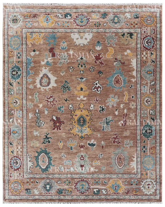 Dervan Wool Hand-Knotted Oushak-Inspired Rug