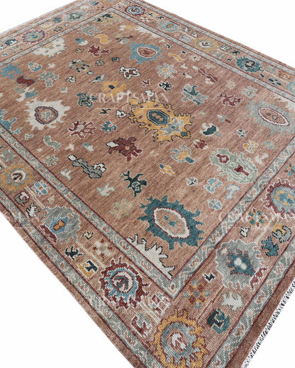 Dervan Wool Hand-Knotted Oushak-Inspired Rug