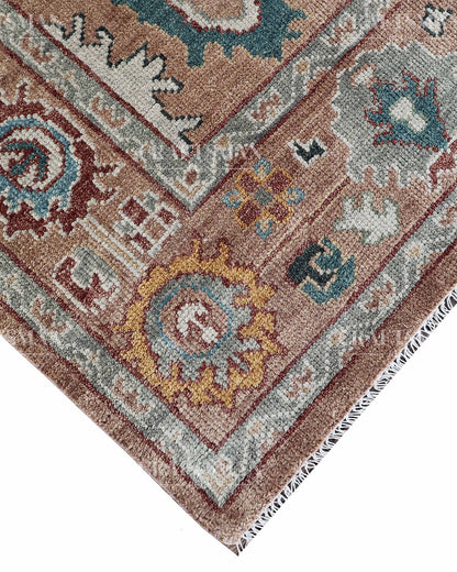 Dervan Wool Hand-Knotted Oushak-Inspired Rug