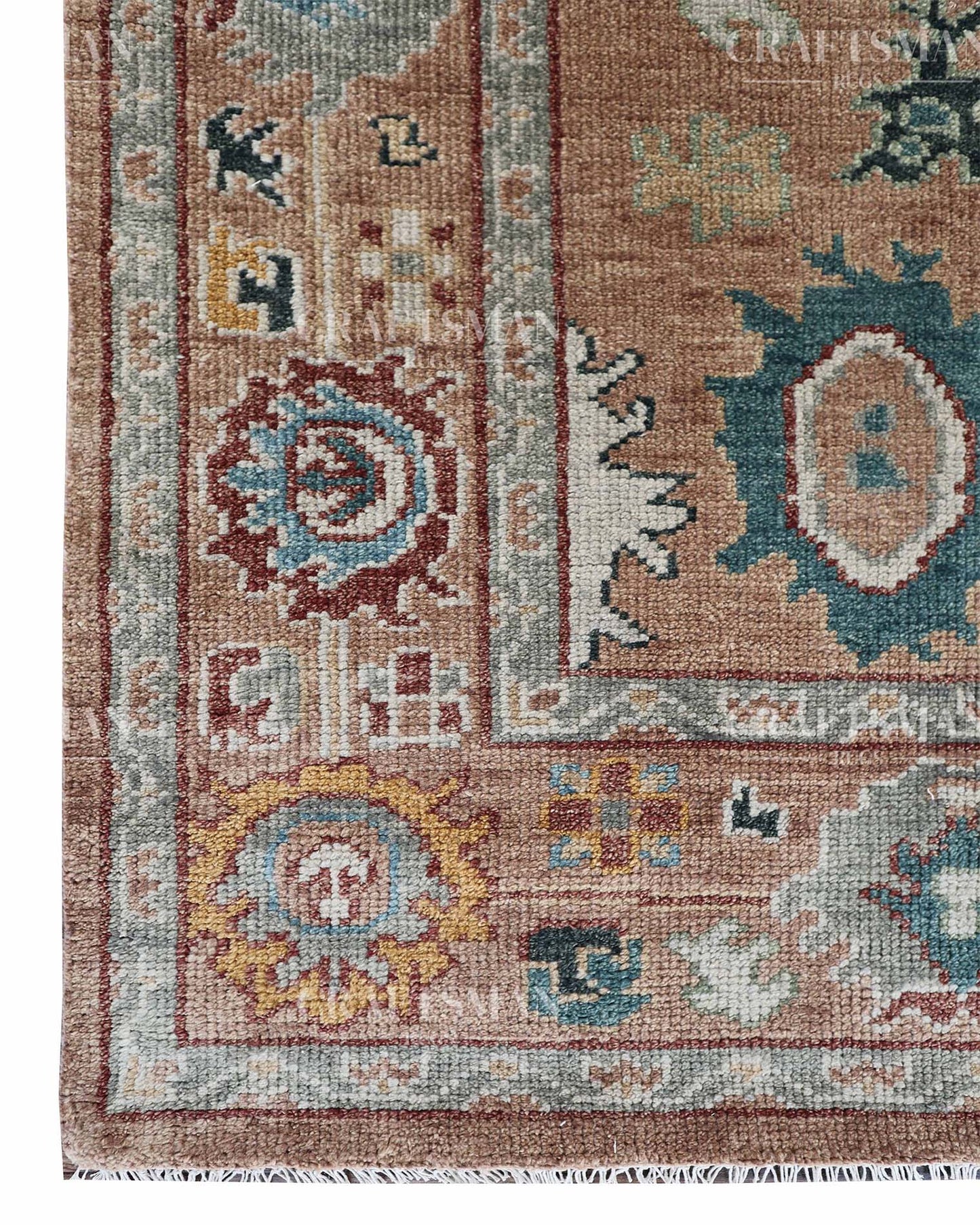 Dervan Wool Hand-Knotted Oushak-Inspired Rug
