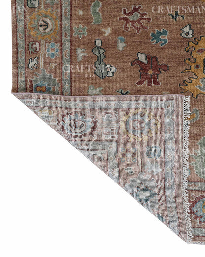 Dervan Wool Hand-Knotted Oushak-Inspired Rug