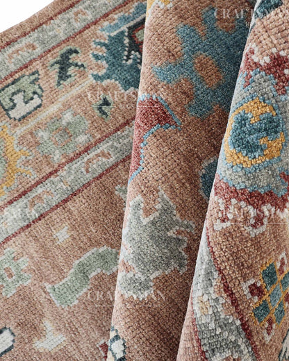 Dervan Wool Hand-Knotted Oushak-Inspired Rug