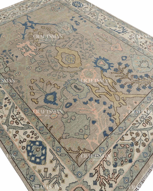 Loomra Wool Hand-Knotted Oushak-Inspired Rug
