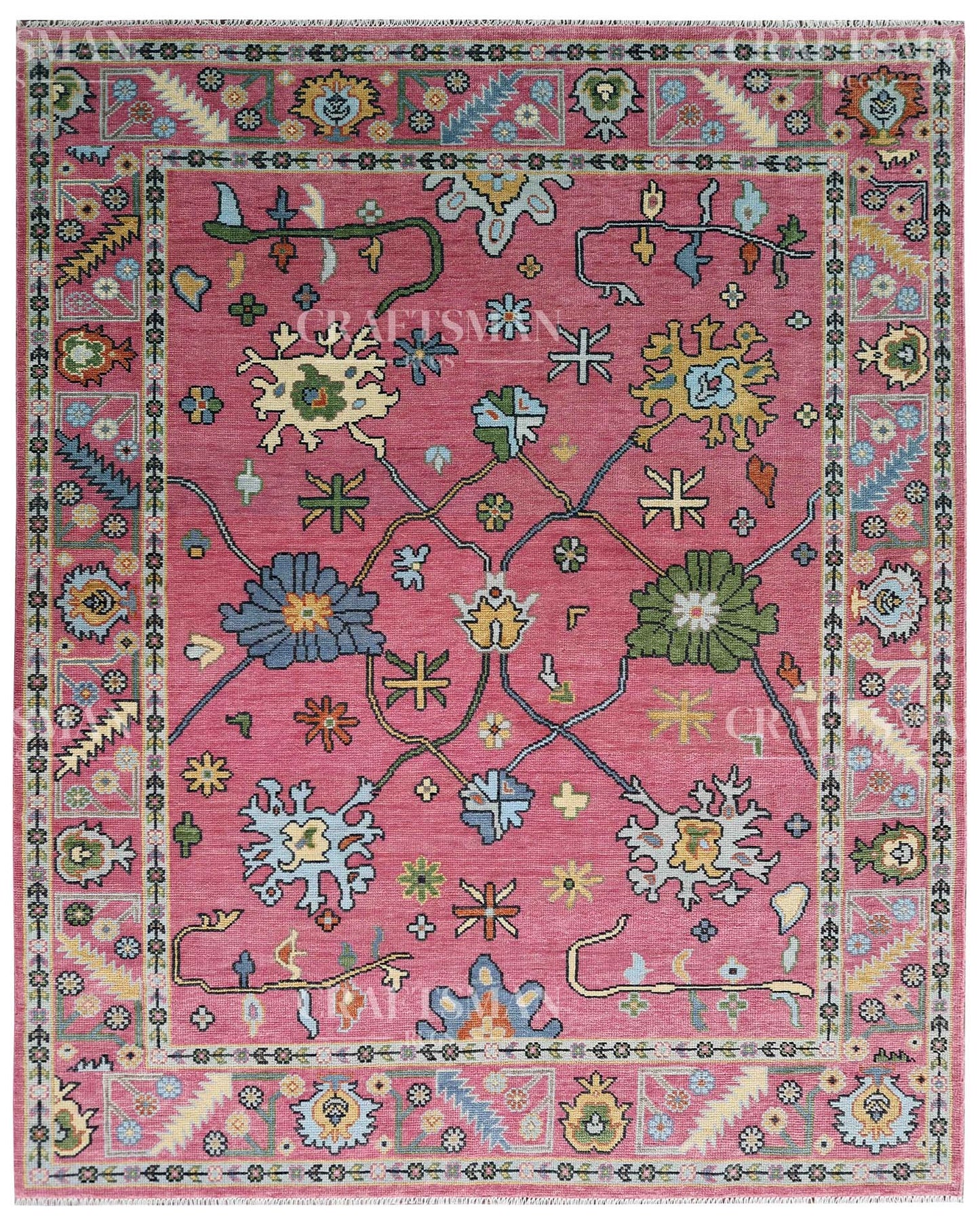 Rovric Wool Hand-Knotted Oushak-Inspired Rug