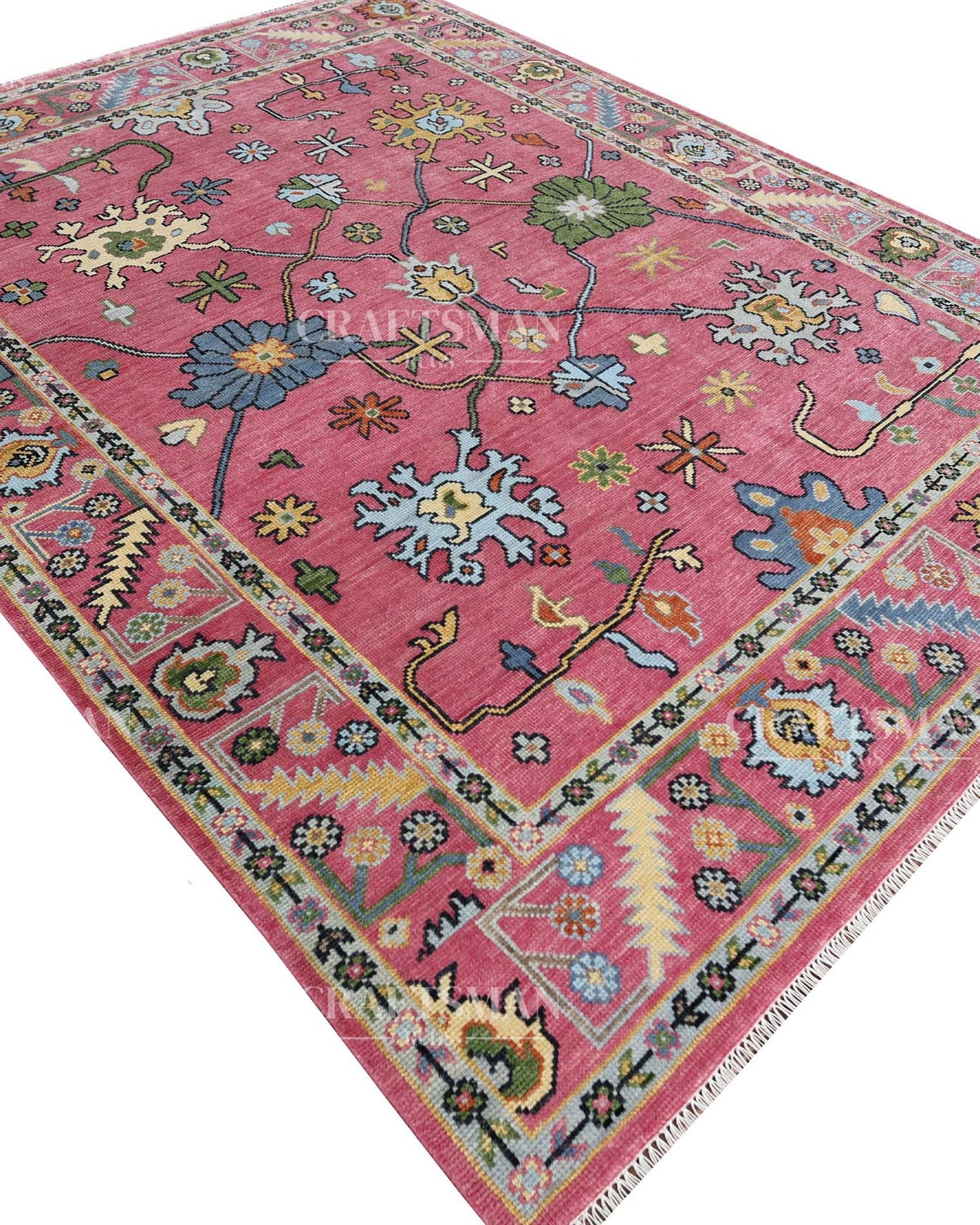 Rovric Wool Hand-Knotted Oushak-Inspired Rug