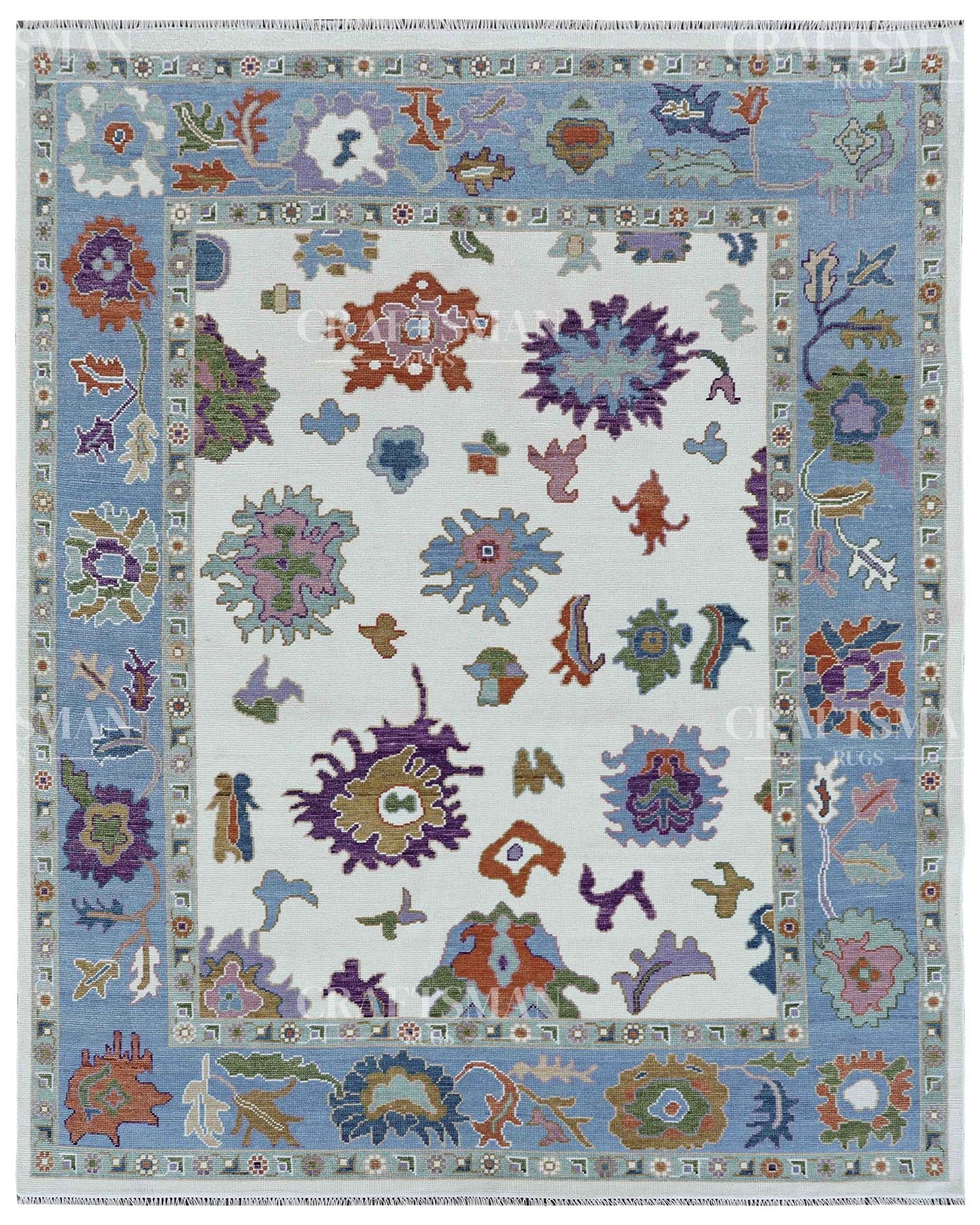 Mirvin Wool Hand-Knotted Oushak-Inspired Rug