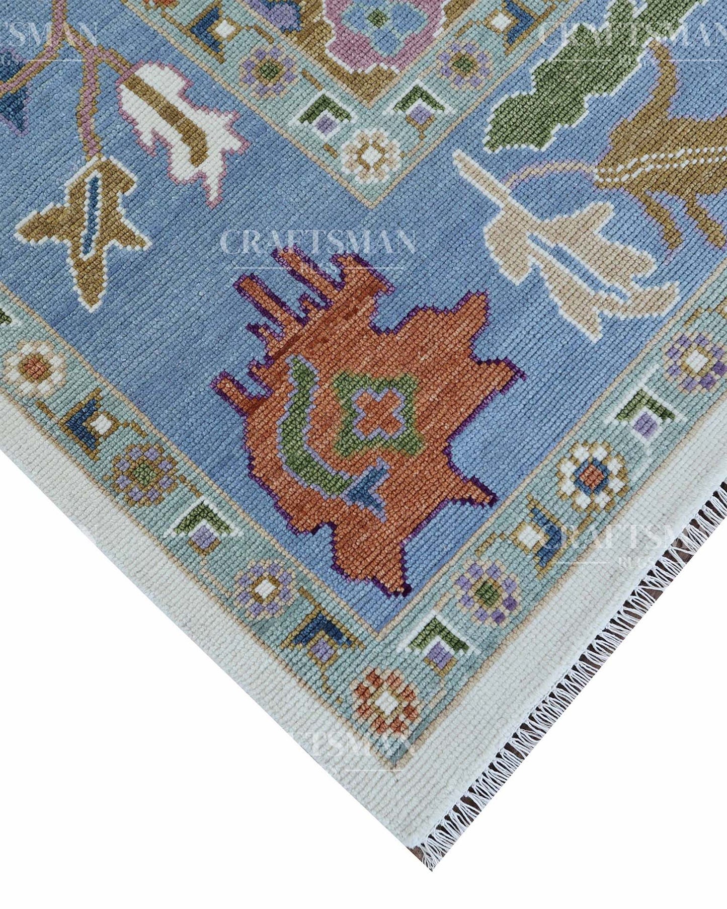 Mirvin Wool Hand-Knotted Oushak-Inspired Rug