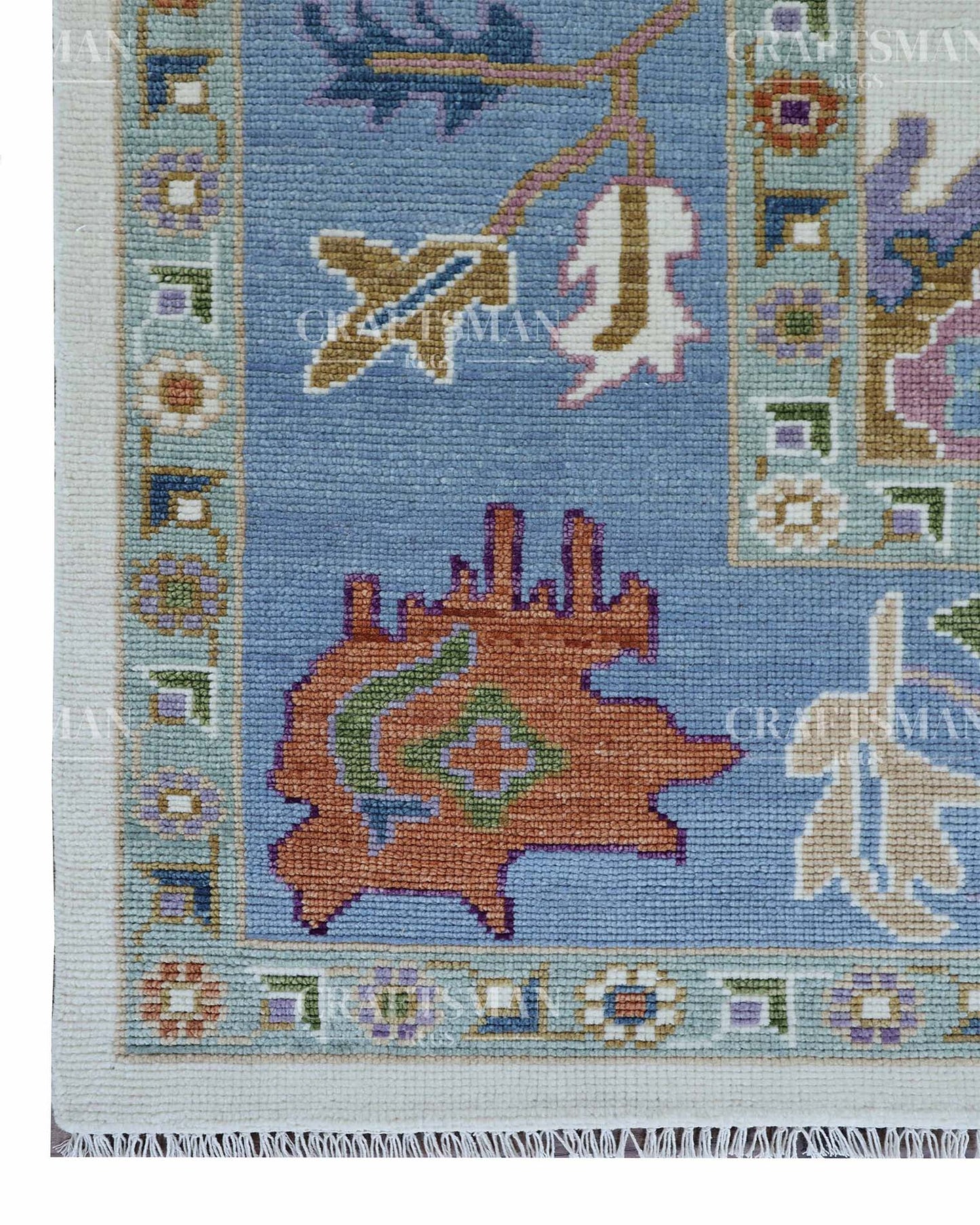 Mirvin Wool Hand-Knotted Oushak-Inspired Rug