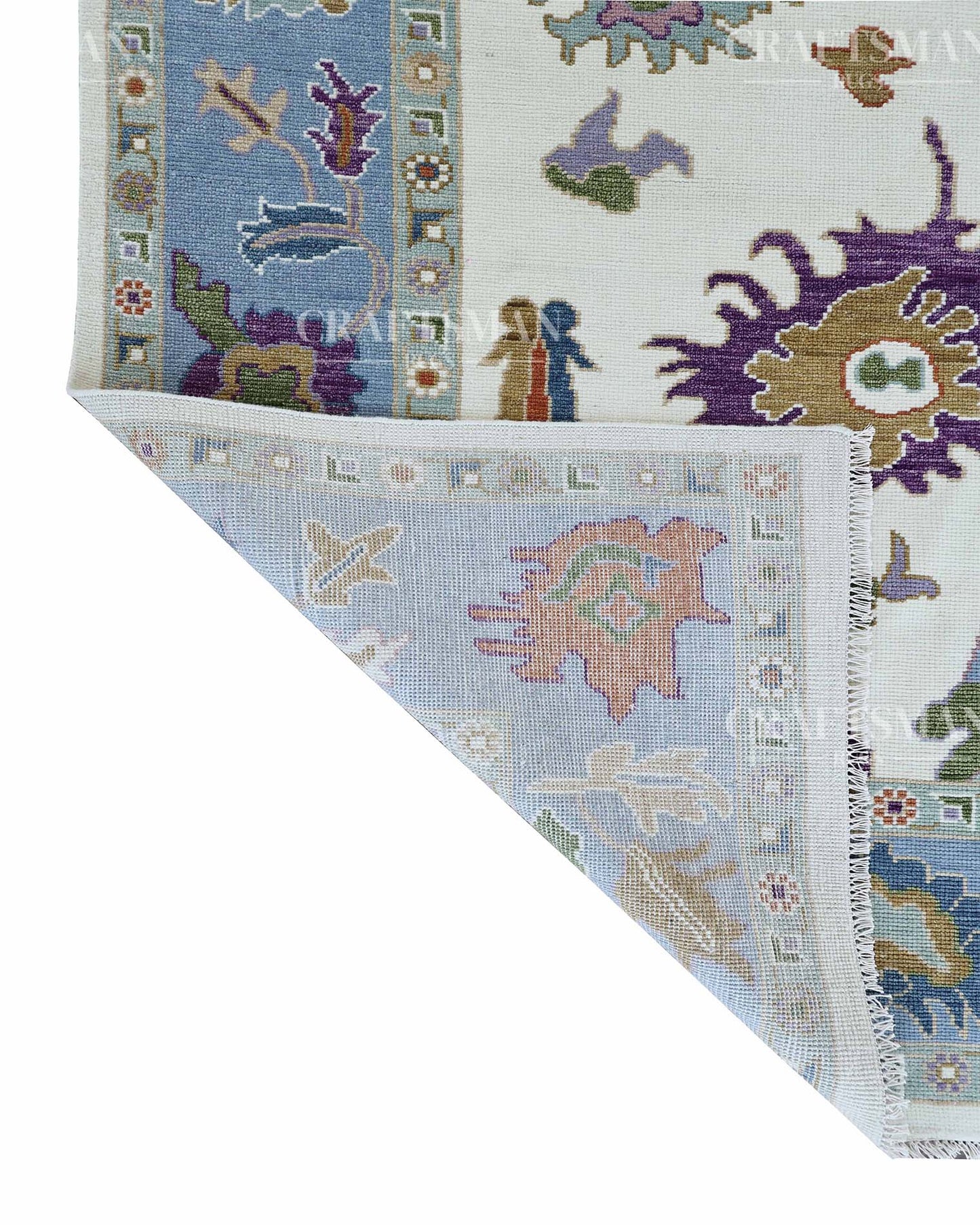 Mirvin Wool Hand-Knotted Oushak-Inspired Rug