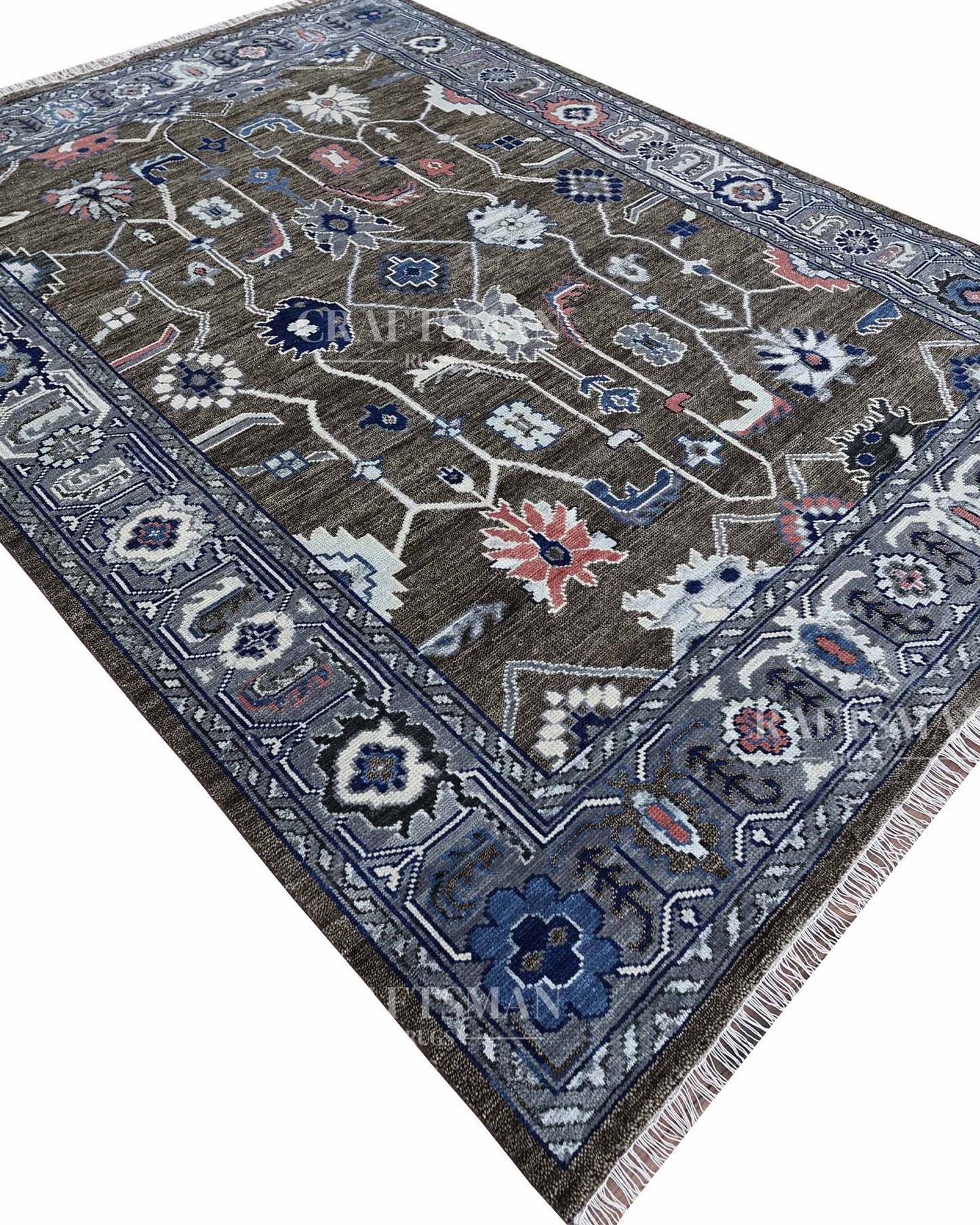 Nolric Wool Hand-Knotted Oushak-Inspired Rug