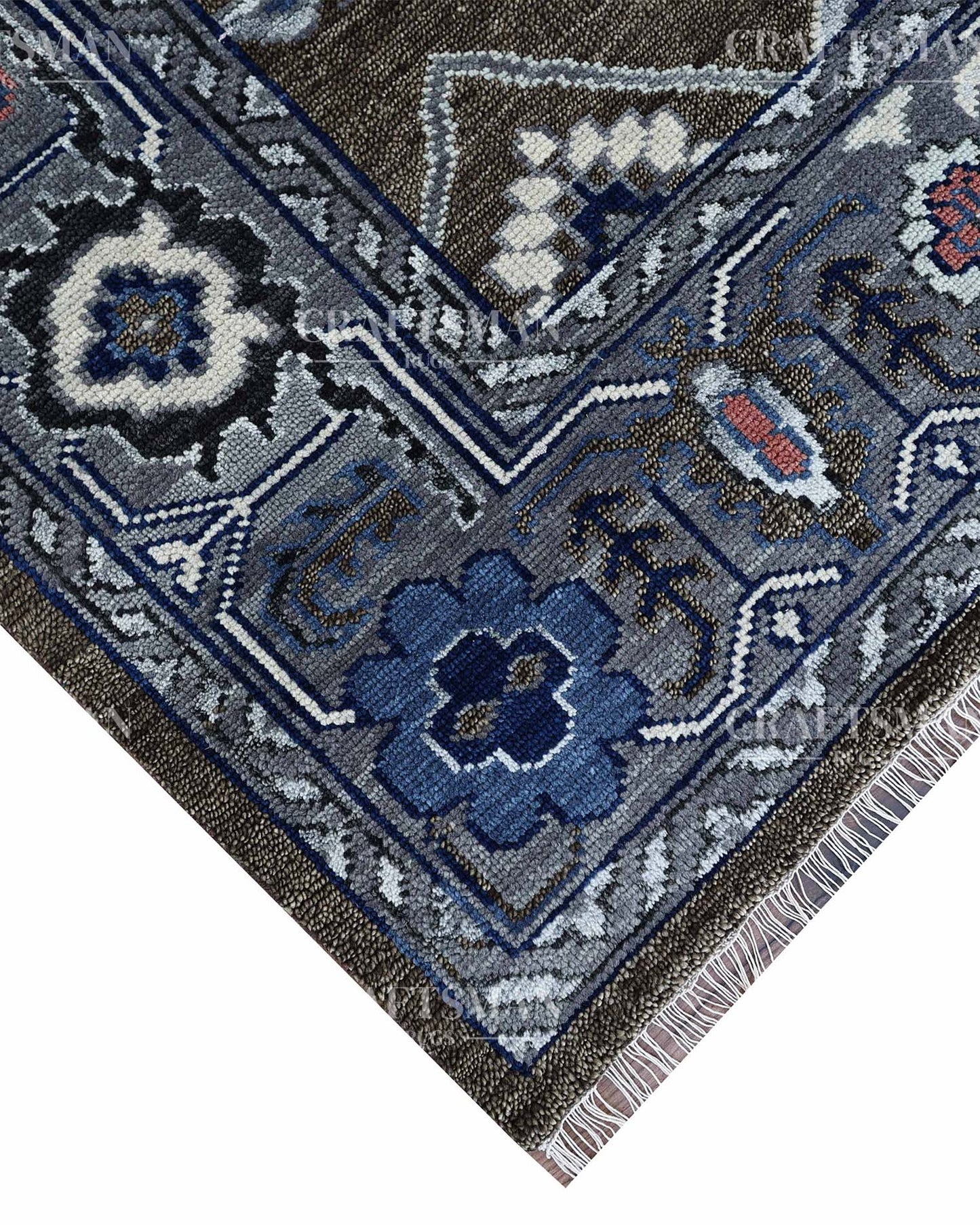 Nolric Wool Hand-Knotted Oushak-Inspired Rug