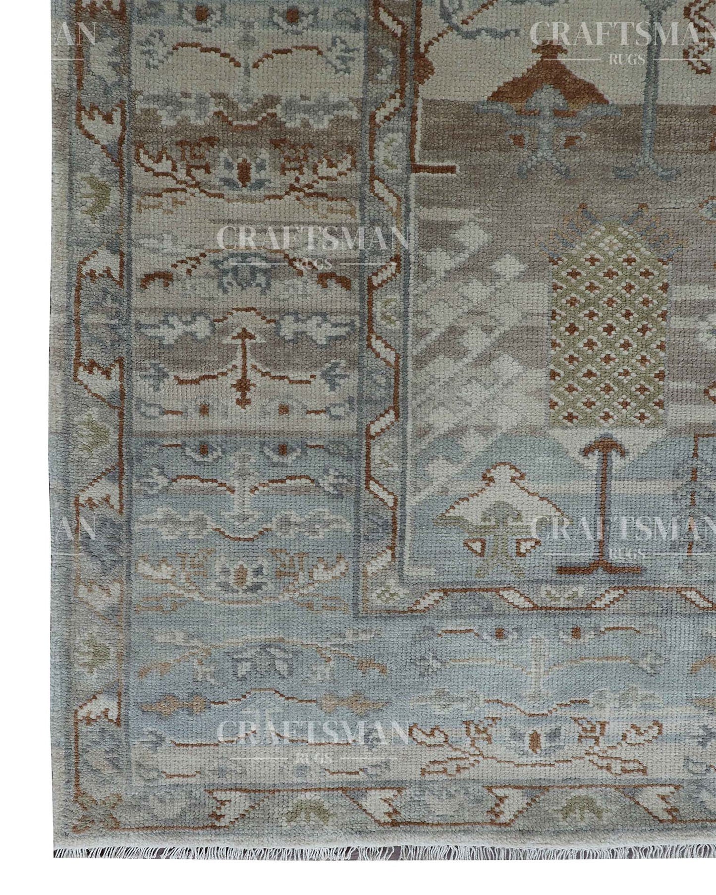 Tavros Wool Hand-Knotted Oushak-Inspired Rug